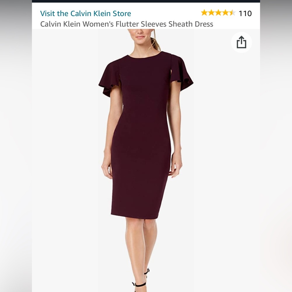 Calvin Klein flutter sleeve dress. Never worn - new without tags.
